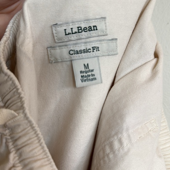 L.L. Bean Classic Fit Cream Pants Regular M Elastic Waistband 100% Cotton - Picture 5 of 6